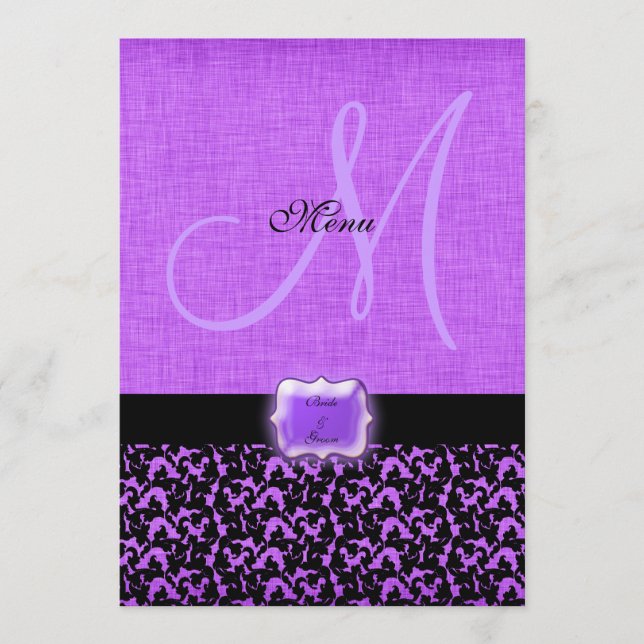 Purple black wedding menu template (Front)