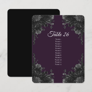 Purple Black Wedding Table Number Escort Cards