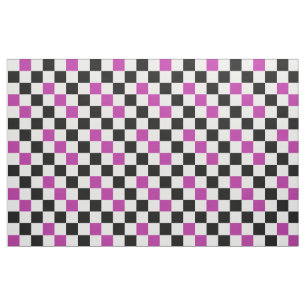 Purple Black White Chequered Pattern Design  Fabric