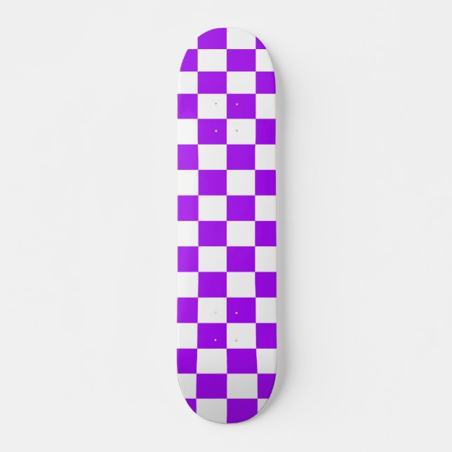 Purple Black & White Chequered Skateboard Deck (Front)