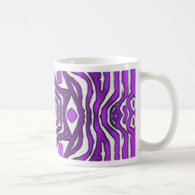 Purple Black White Circle Pattern Design Coffee Mug (Right)