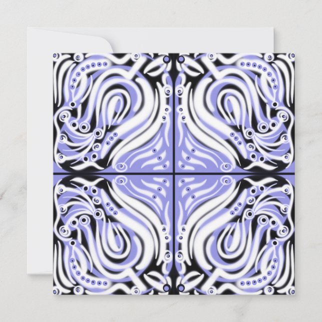 Purple Black White Curly Abstract Pattern  Holiday Card (Front)