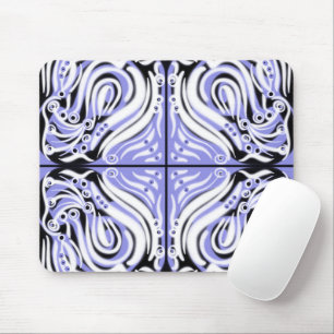 Purple Black White Curvy Abstract Pattern  Mouse Pad