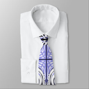 Purple Black White Curvy Abstract Pattern  Tie