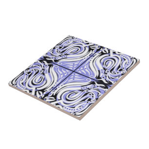 Purple Black White Curvy Abstract Pattern Tile