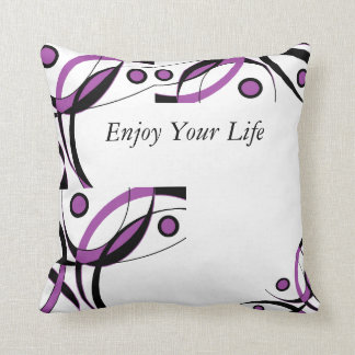 Purple Black White Design Throw Pillow