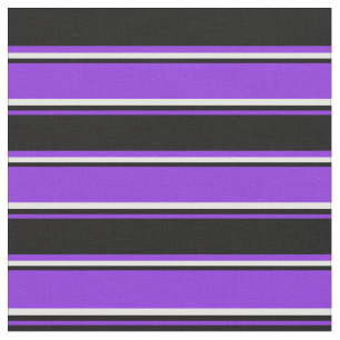 Purple, Black & White Lines/Stripes Pattern Fabric