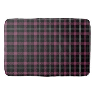 Purple Black White Plaid Decor Background Bath Mat