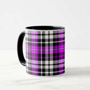 Purple Black White Plaid Tartan Pattern Design  Mug