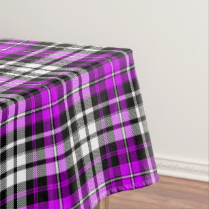 Purple Black White Plaid Tartan Pattern Design  Tablecloth