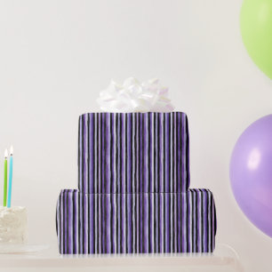 Purple Black White Stripes Birthday Wrapping Paper