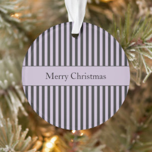 Purple Black White Stripes Christmas Ornament