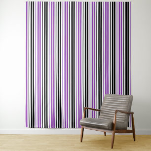 Purple Black White Stripes Pattern Design  Tapestry