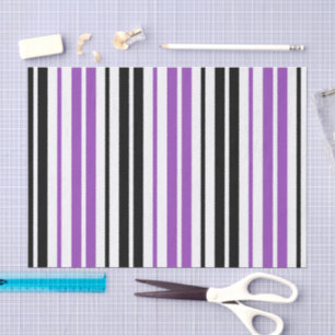 Purple Black White Stripes Pattern Design  Tissue Paper