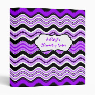 Purple, Black, White Wavy Striped Binder