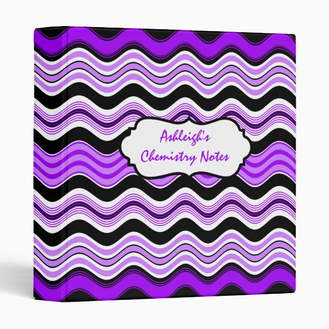 Purple, Black, White Wavy Striped Binder (Front/Spine)