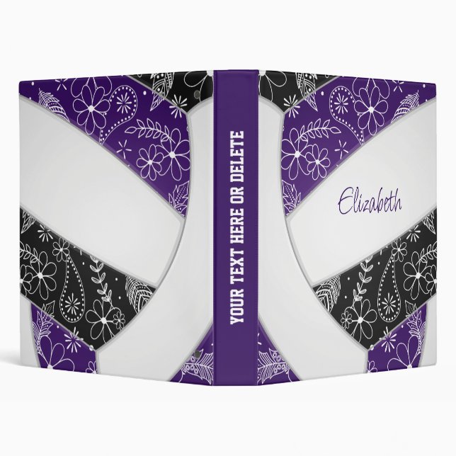 purple black with floral pattern girls volleyball binder (Background)