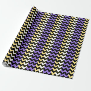 Purple Black Yellow Chevron Zigzap Pattern Wrapping Paper