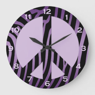 Purple Black Zebra Print Wall Clock