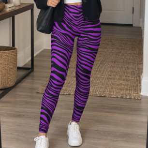 Purple Black Zebra Stripe Leggings