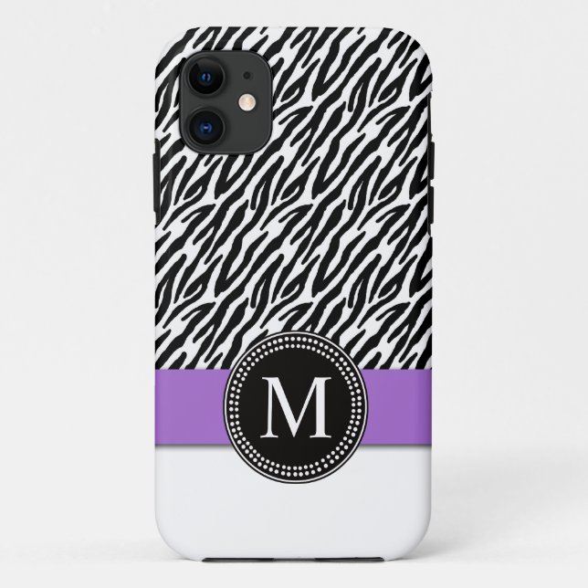 Purple, Black Zebra Stripes iPhone 5 Case (Back)