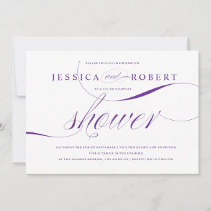 Purple & Blanc Élégant Couples Douche Invitation
