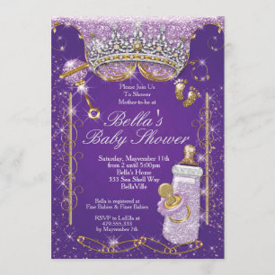 Purple Bling Glitter Baby Shower Invitations