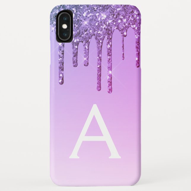 Purple Bling Luxury Sparkle Glitter Monogram Case-Mate iPhone Case (Back)