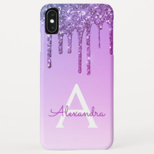Purple Bling Luxury Sparkle Glitter Monogram iPhone XS Max Case