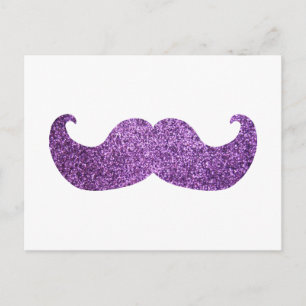 Purple Bling moustache (Faux Glitter Graphic) Postcard