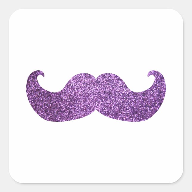Purple Bling moustache (Faux Glitter Graphic) Square Sticker (Front)