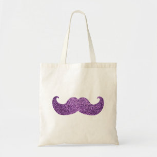 Purple Bling moustache (Faux Glitter Graphic) Tote Bag