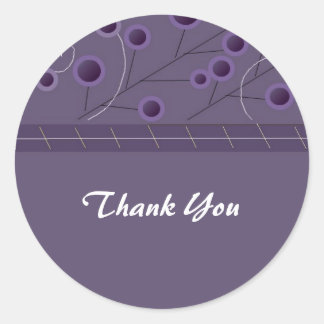 Purple Bliss Floral Thank You Classic Round Sticker