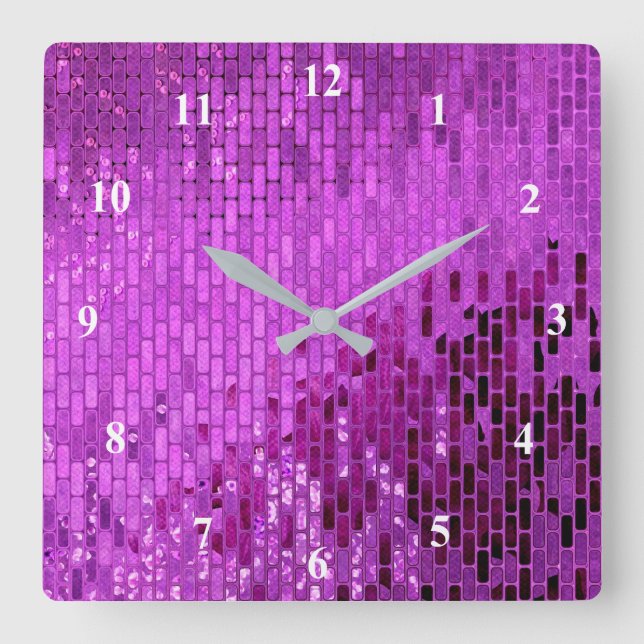 Purple Block Shimmer Pattern Square Wall Clock (Front)
