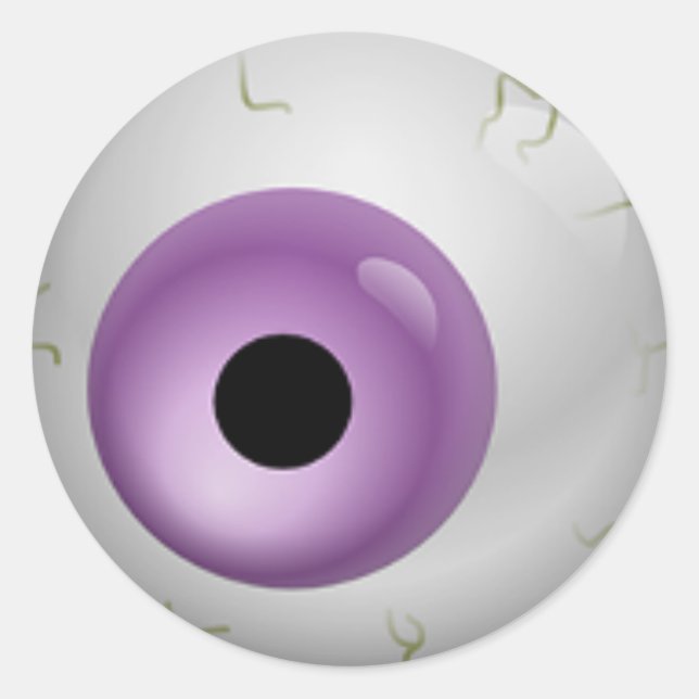 Purple Bloodshot Zombie Eyeball Halloween Classic Round Sticker (Front)