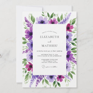 Purple Bloom Botanical Wedding Invitation