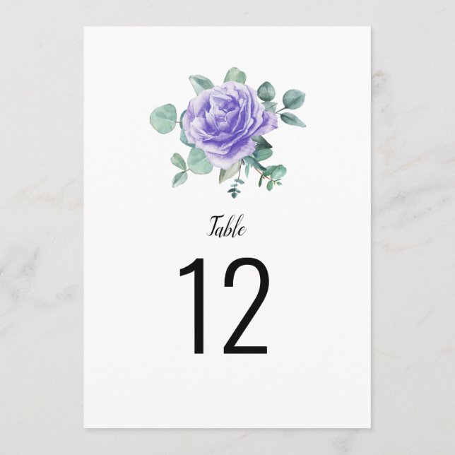 Purple Bloom Eucalyptus Botanical Table Number (Back)