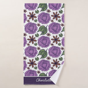 Purple bloom floral seamless pattern personalized bath towel