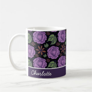 Purple bloom floral seamless pattern personalized coffee mug