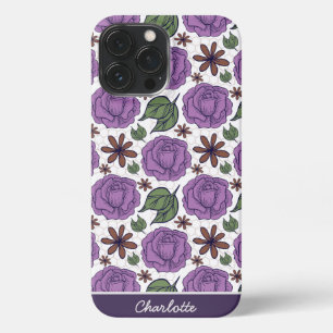 Purple bloom floral seamless pattern personalized iPhone 13 pro max case