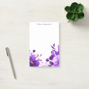 Purple Blooms Grocery Shopping List CUSTOM Post-it Notes