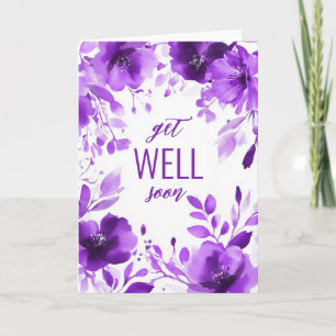 Purple Blooms Watercolor GET WELL SOON CUSTOM  Card