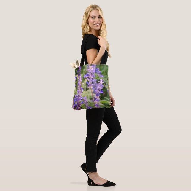 Purple blossom, flowers photography tote bag (On Model)