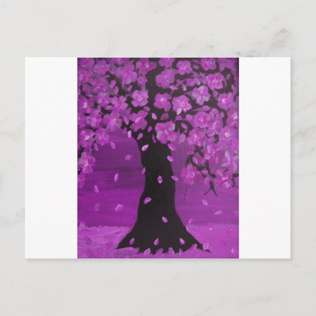 Purple Blossom Tree Design Art Postcard (Front)