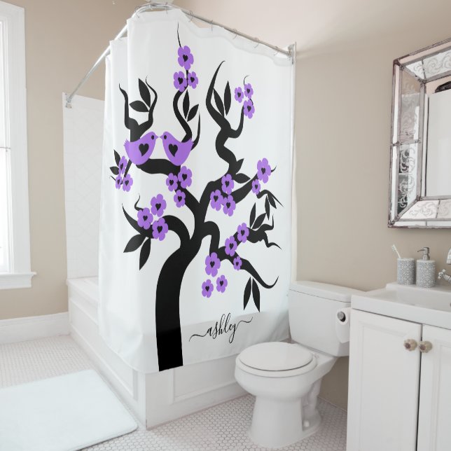 Purple blossoms Love birds sakura cherry tree (In Situ)