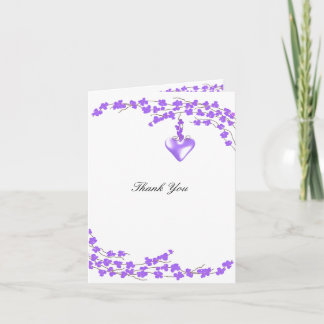 Purple Blossoms with Heart Thank You Card