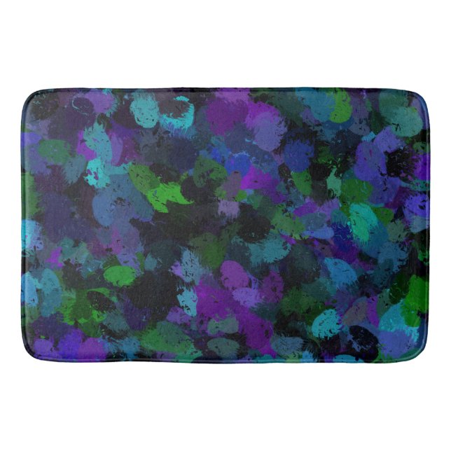 Purple, Blue and Black Abstract  Bath Mat (Front)