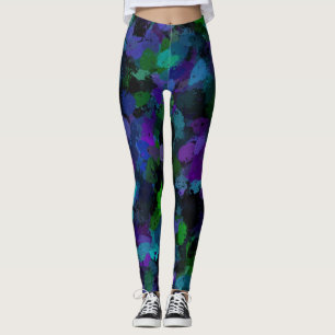 Purple,Blue and Black Abstract Leggings