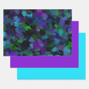 Purple, Blue and Black Abstract  Wrapping Paper Sheet