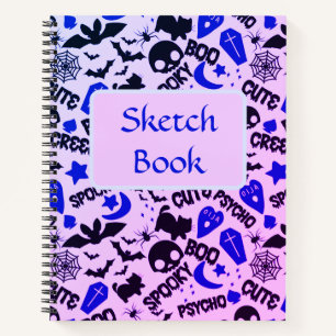 Purple, Blue and Black Halloween Sketch Book